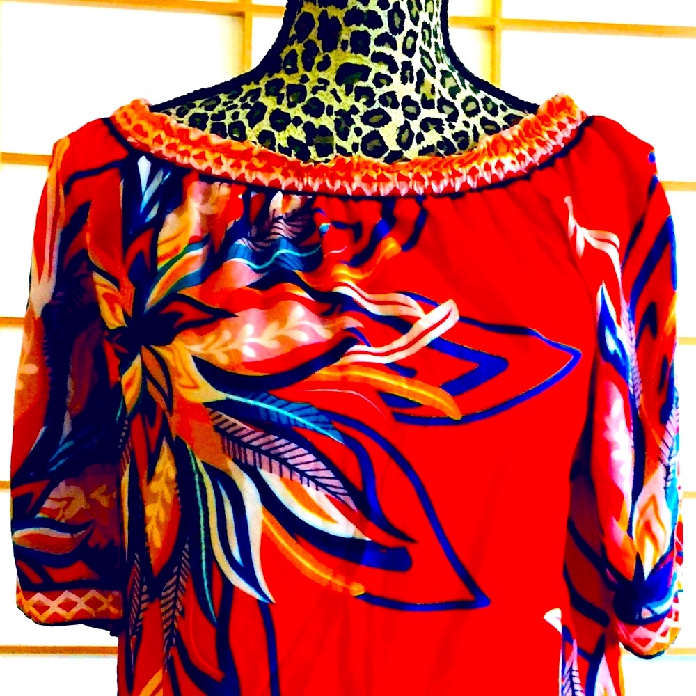 Free Market Flying Tomato Red ShortSleeve Tropic Top embroider trim S